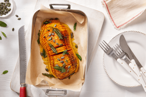 Pumpkin Hasselback with Burnt Butter